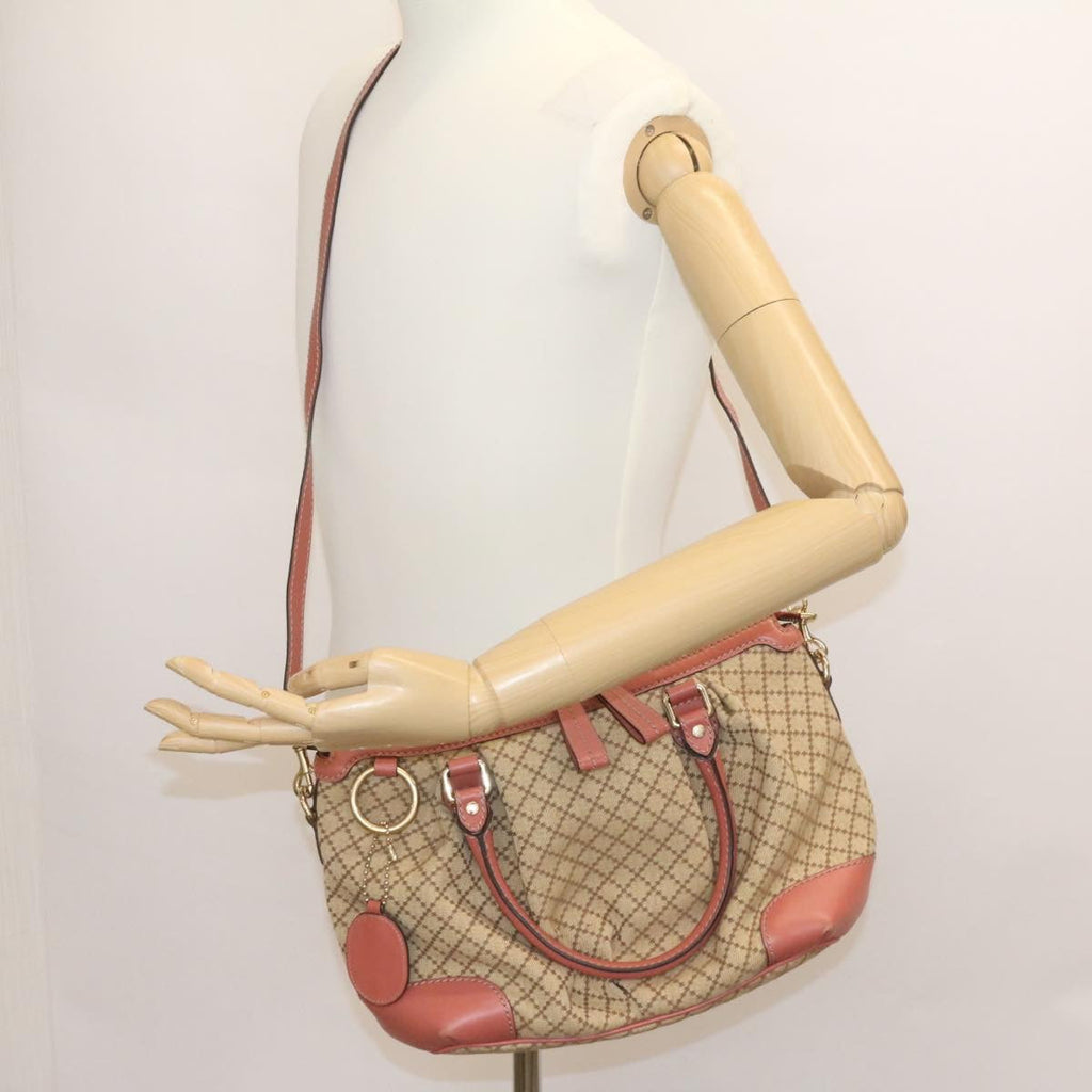 GUCCI Diamante Sukey Hand Bag 2Way Brown Pink am1578s