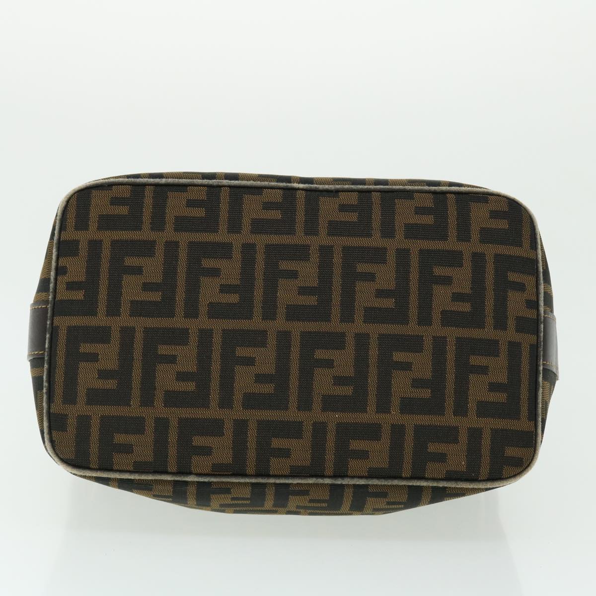 FENDI Zucca Canvas Hand Bag Nylon Leather Black Brown 40340