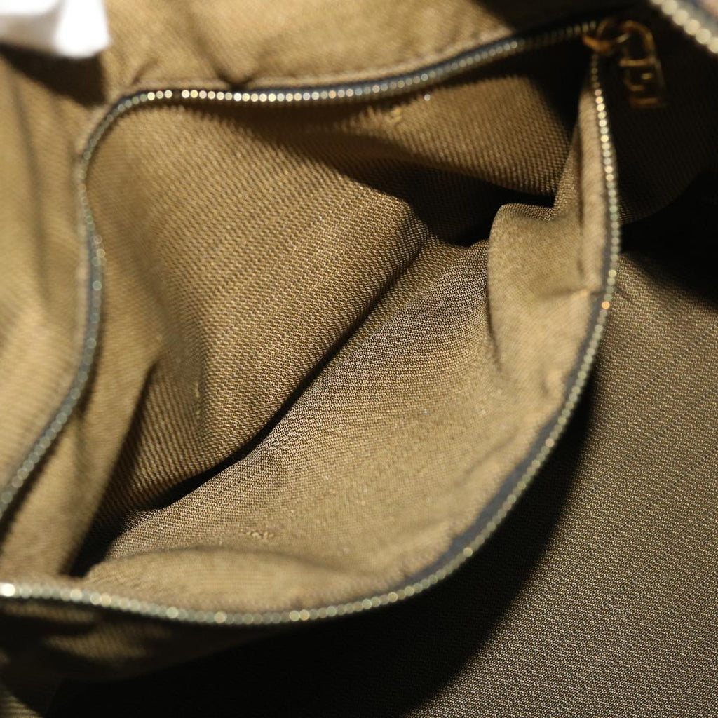 FENDI Zucca Canvas Hand Bag Nylon Leather Black Brown 40340