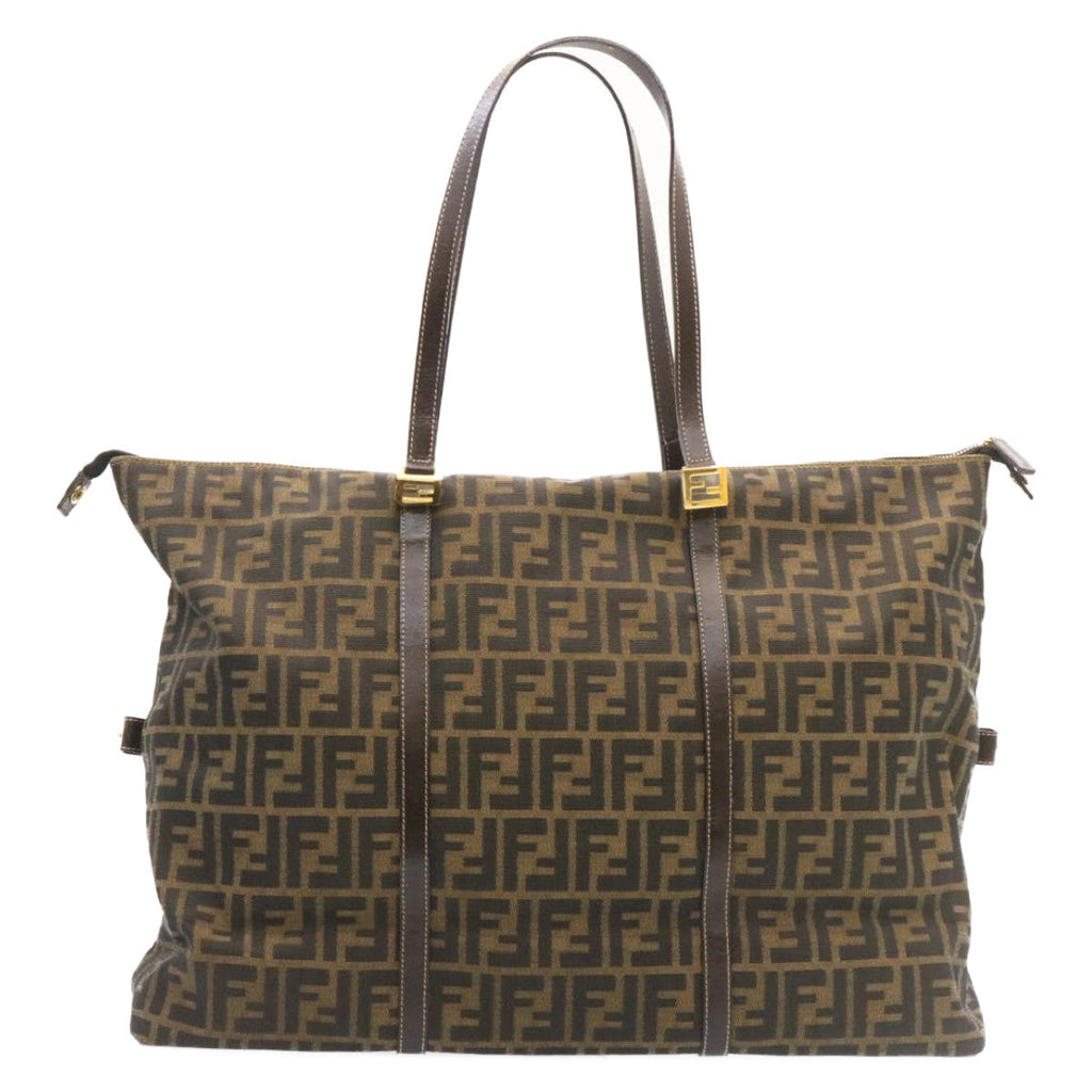 FENDI Zucca Canvas Tote Bag Brown Black am344b