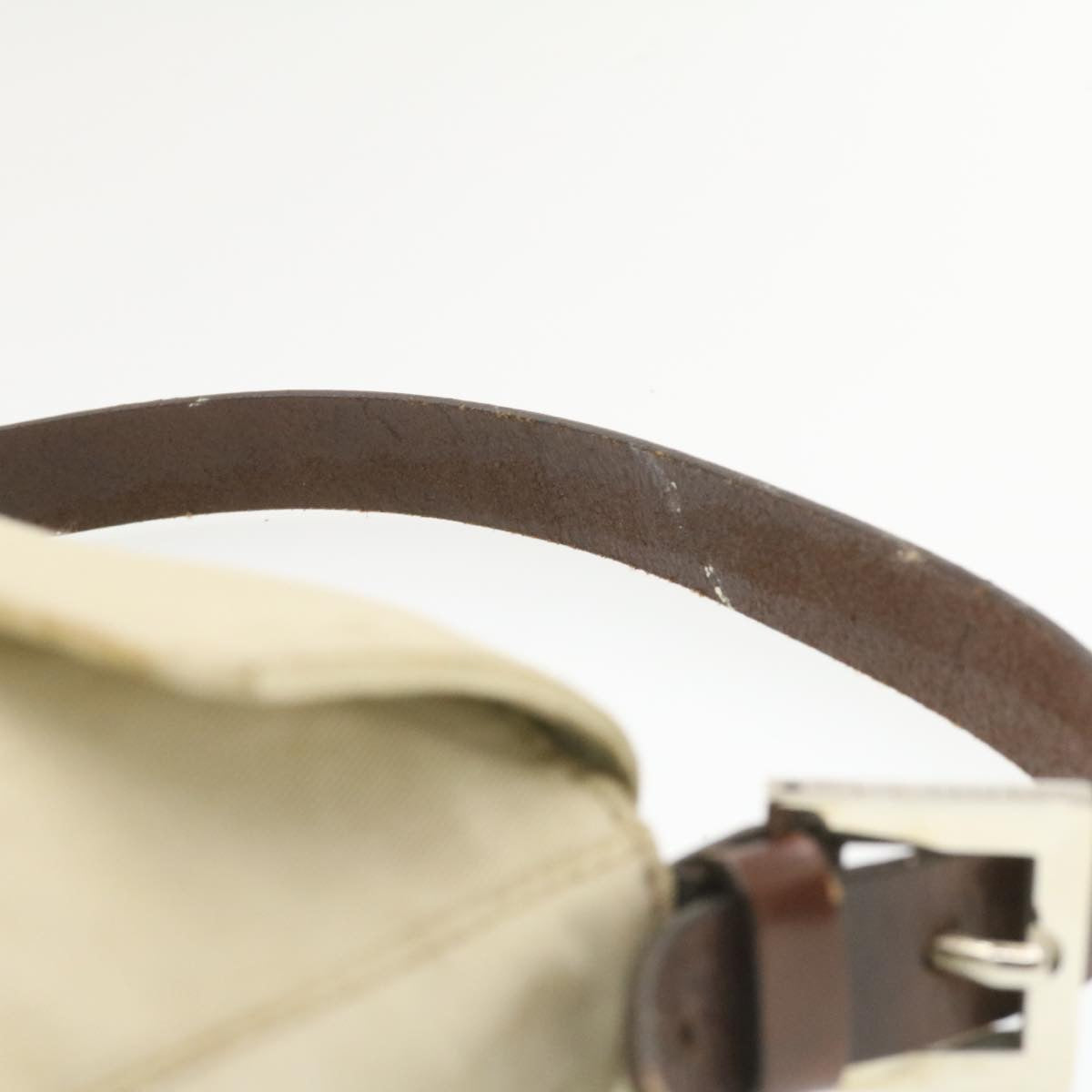 FENDI Mamma Baguette Shoulder Bag White Brown rd1281