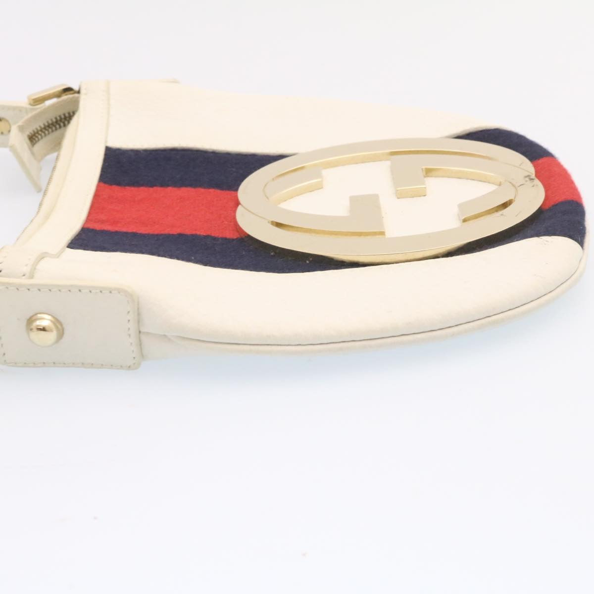 GUCCI Sherry Line Hand Bag Leather White am1337s