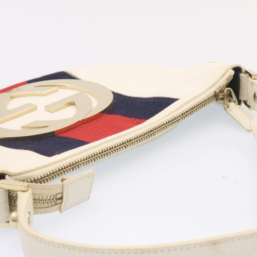 GUCCI Sherry Line Hand Bag Leather White am1337s