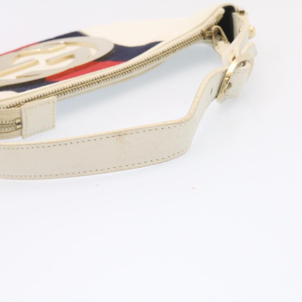 GUCCI Sherry Line Hand Bag Leather White am1337s