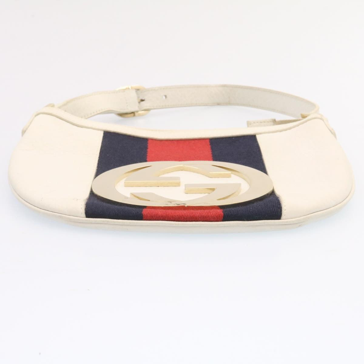GUCCI Sherry Line Hand Bag Leather White am1337s