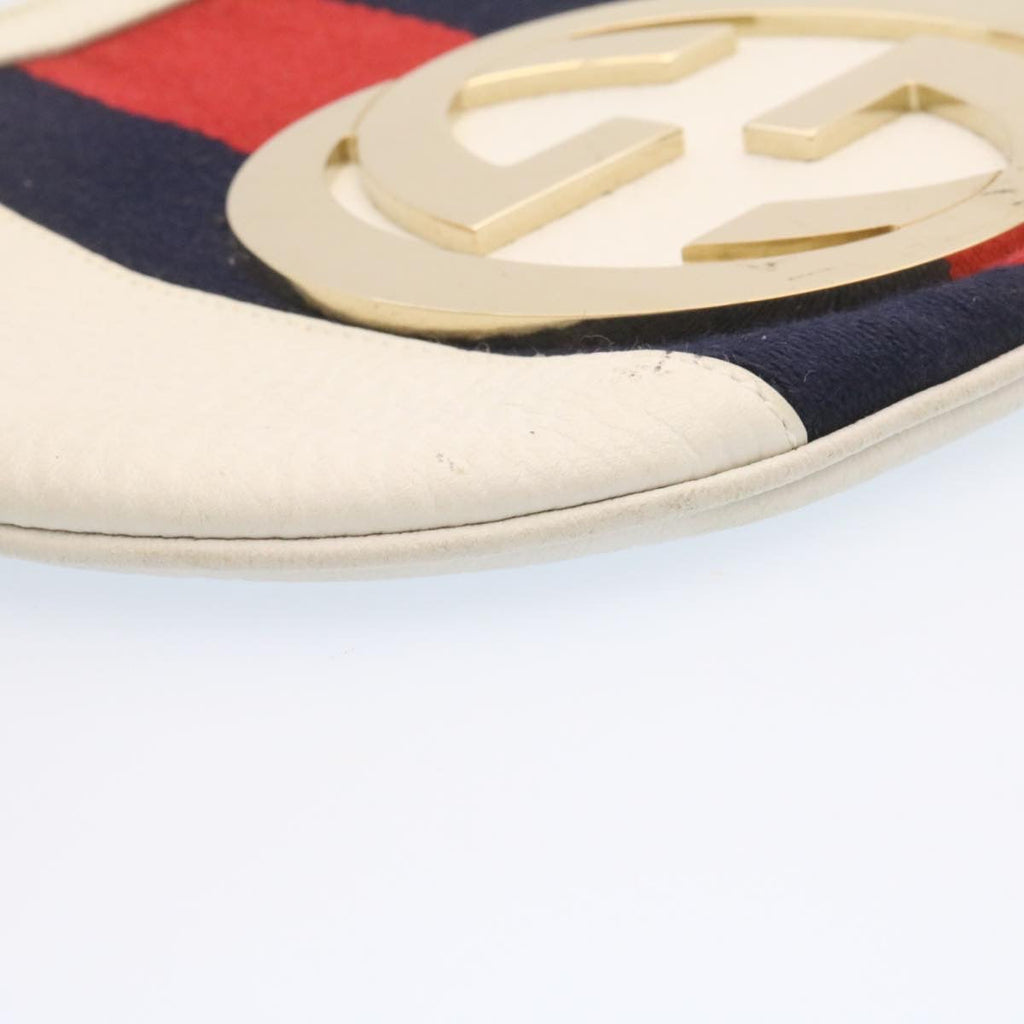 GUCCI Sherry Line Hand Bag Leather White am1337s