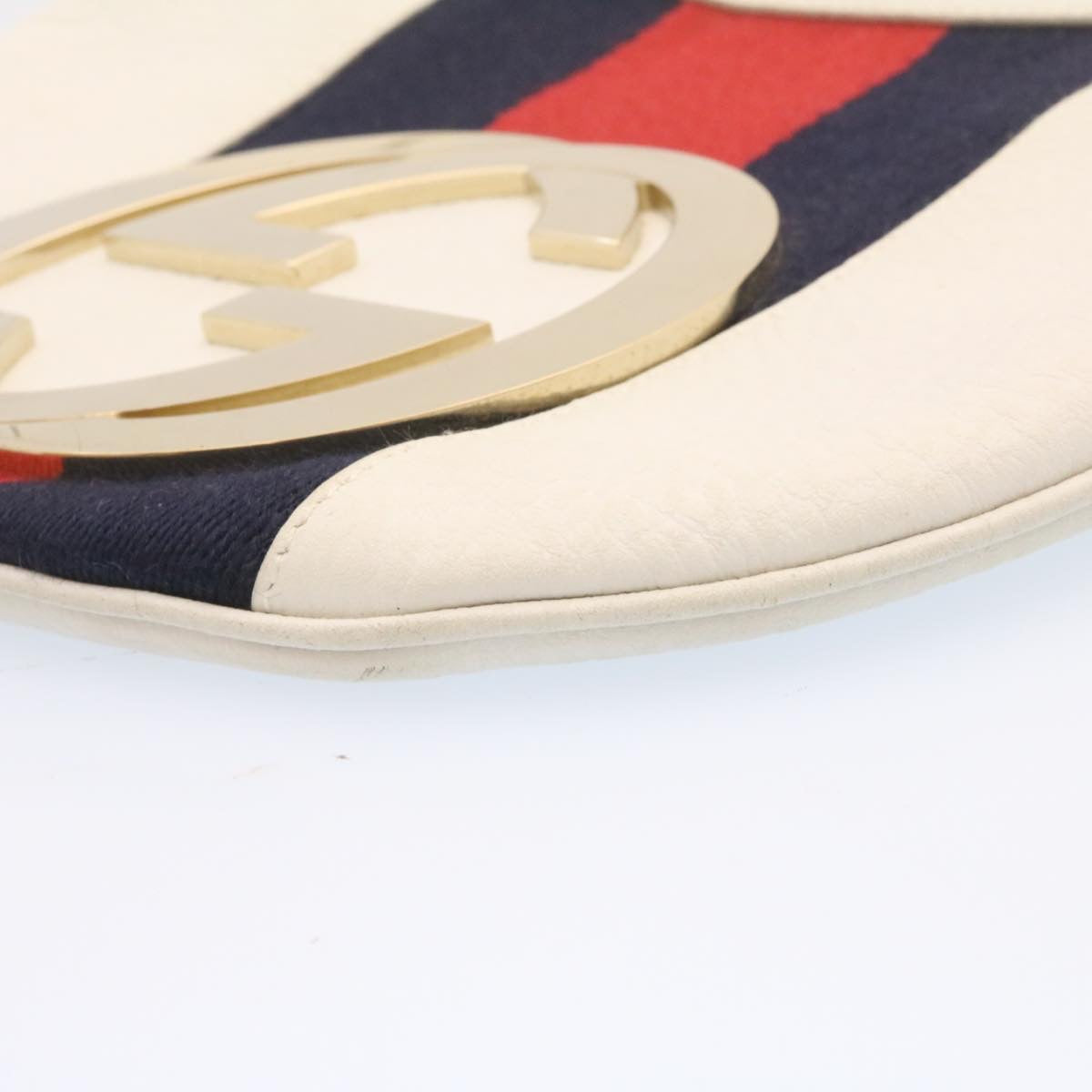 GUCCI Sherry Line Hand Bag Leather White am1337s