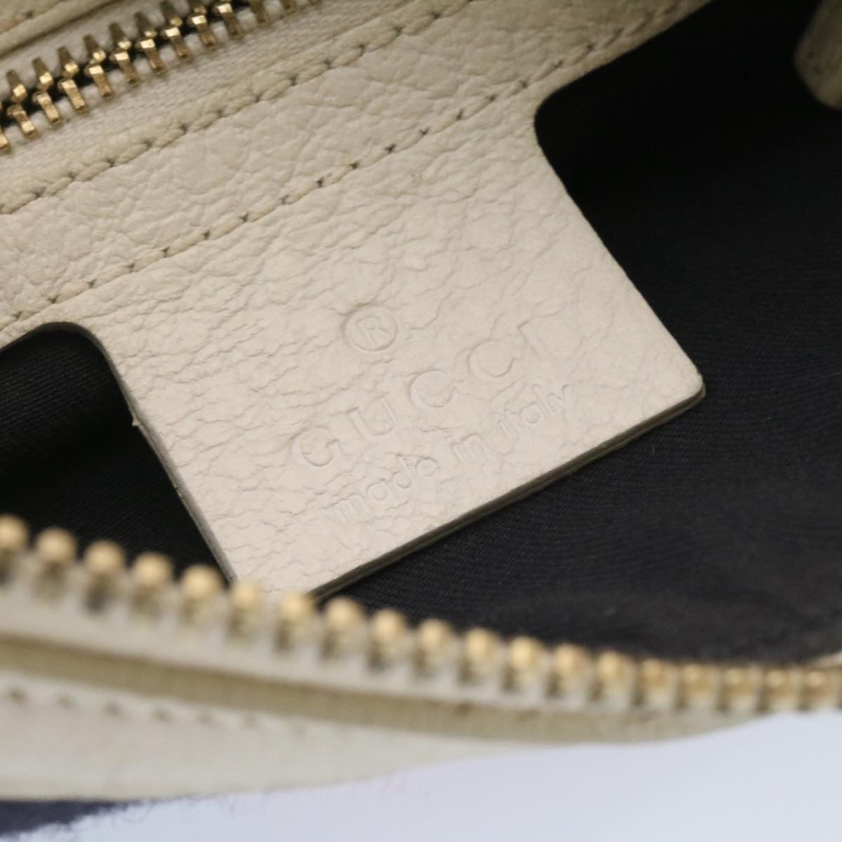 GUCCI Sherry Line Hand Bag Leather White am1337s