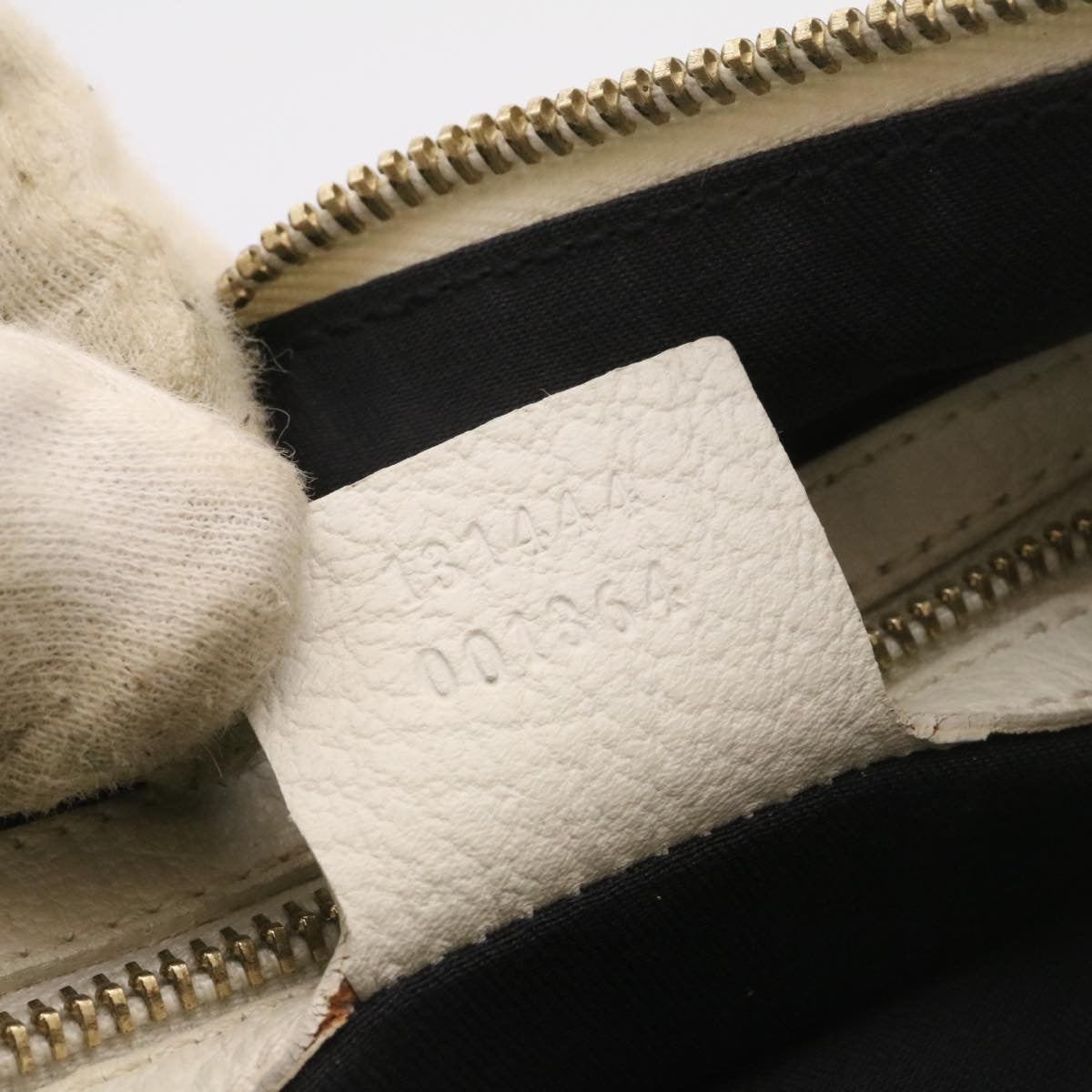 GUCCI Sherry Line Hand Bag Leather White am1337s