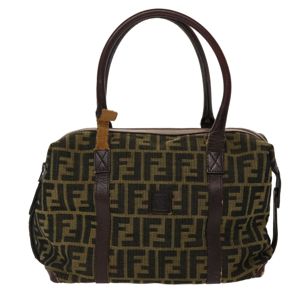 FENDI Zucca Canvas Hand Bag Vintage Brown Black rd2368
