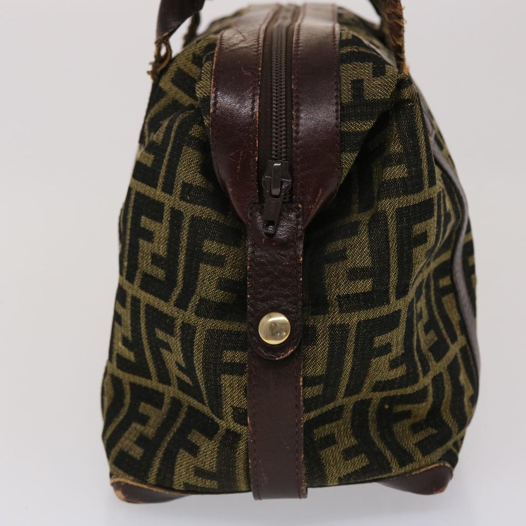 FENDI Zucca Canvas Hand Bag Vintage Brown Black rd2368