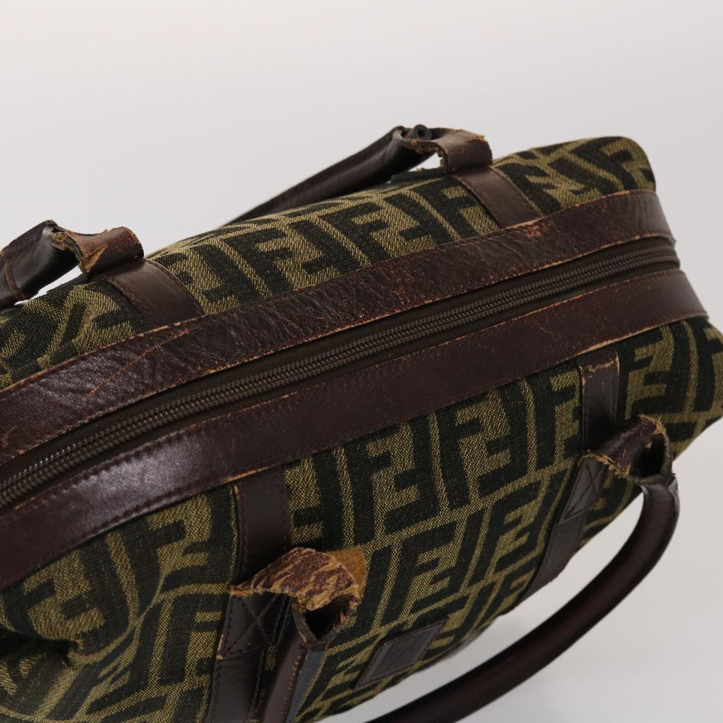FENDI Zucca Canvas Hand Bag Vintage Brown Black rd2368