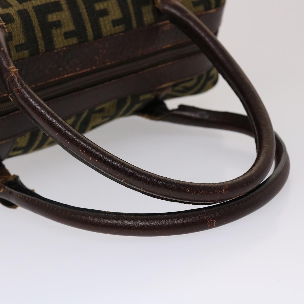 FENDI Zucca Canvas Hand Bag Vintage Brown Black rd2368
