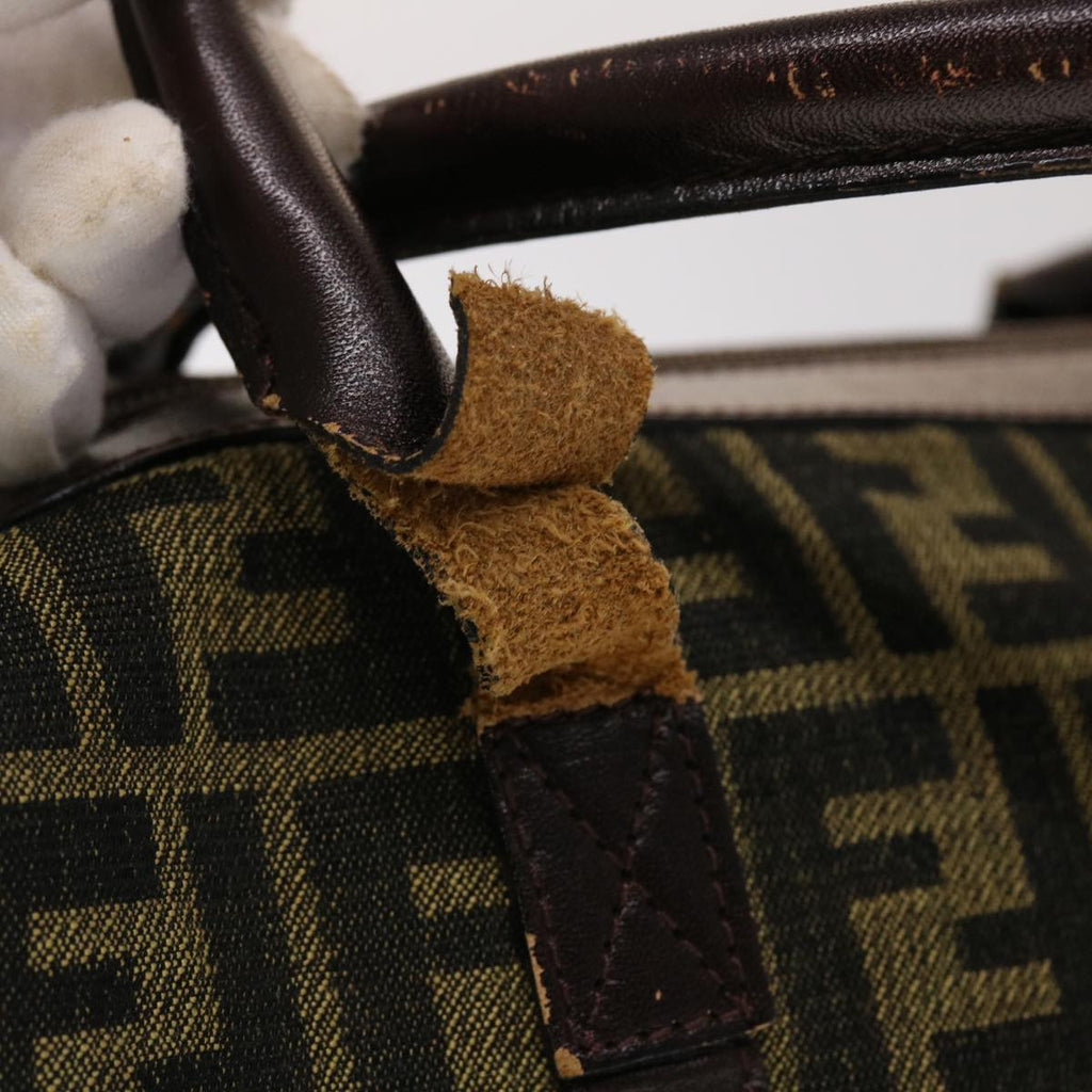 FENDI Zucca Canvas Hand Bag Vintage Brown Black rd2368
