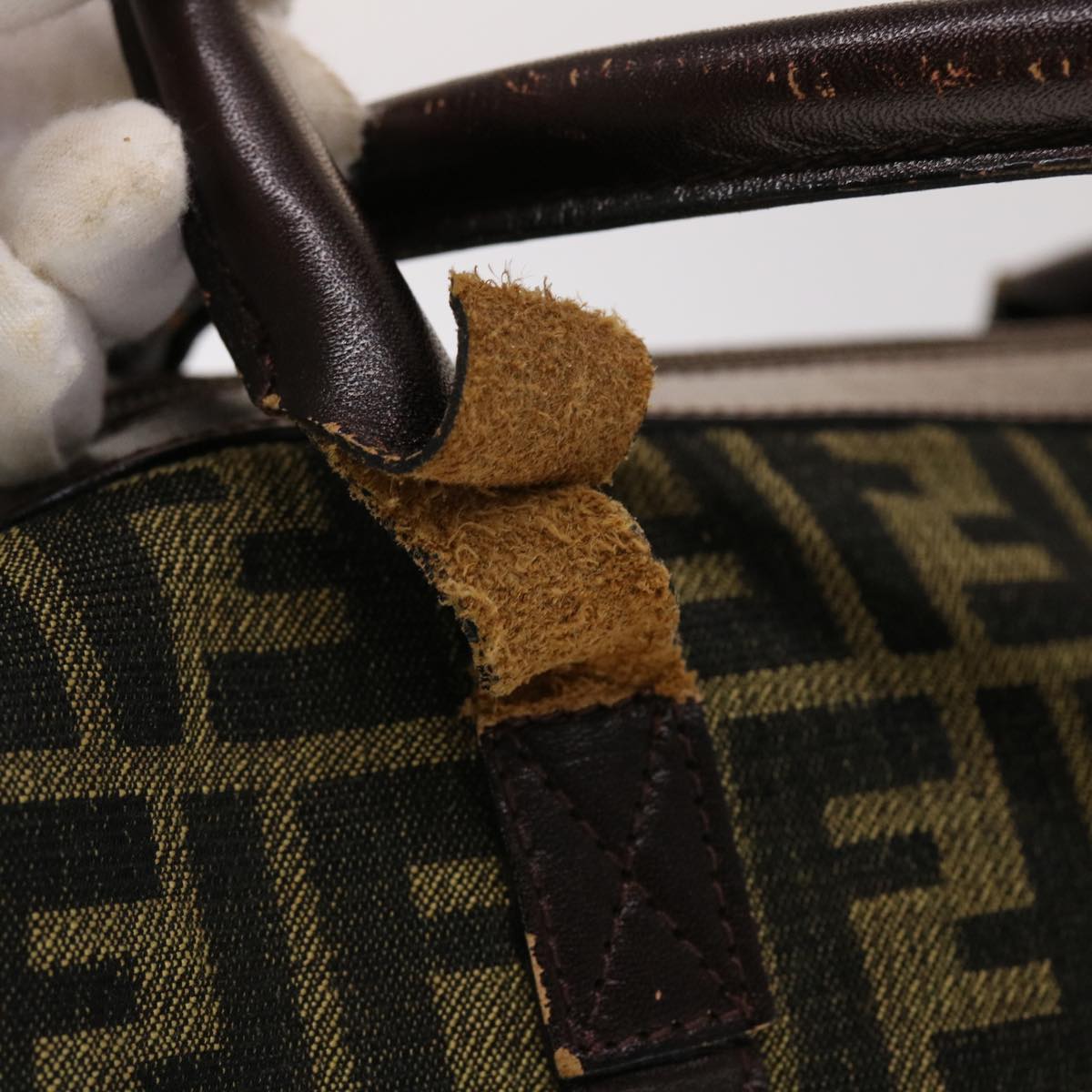 FENDI Zucca Canvas Hand Bag Vintage Brown Black rd2368