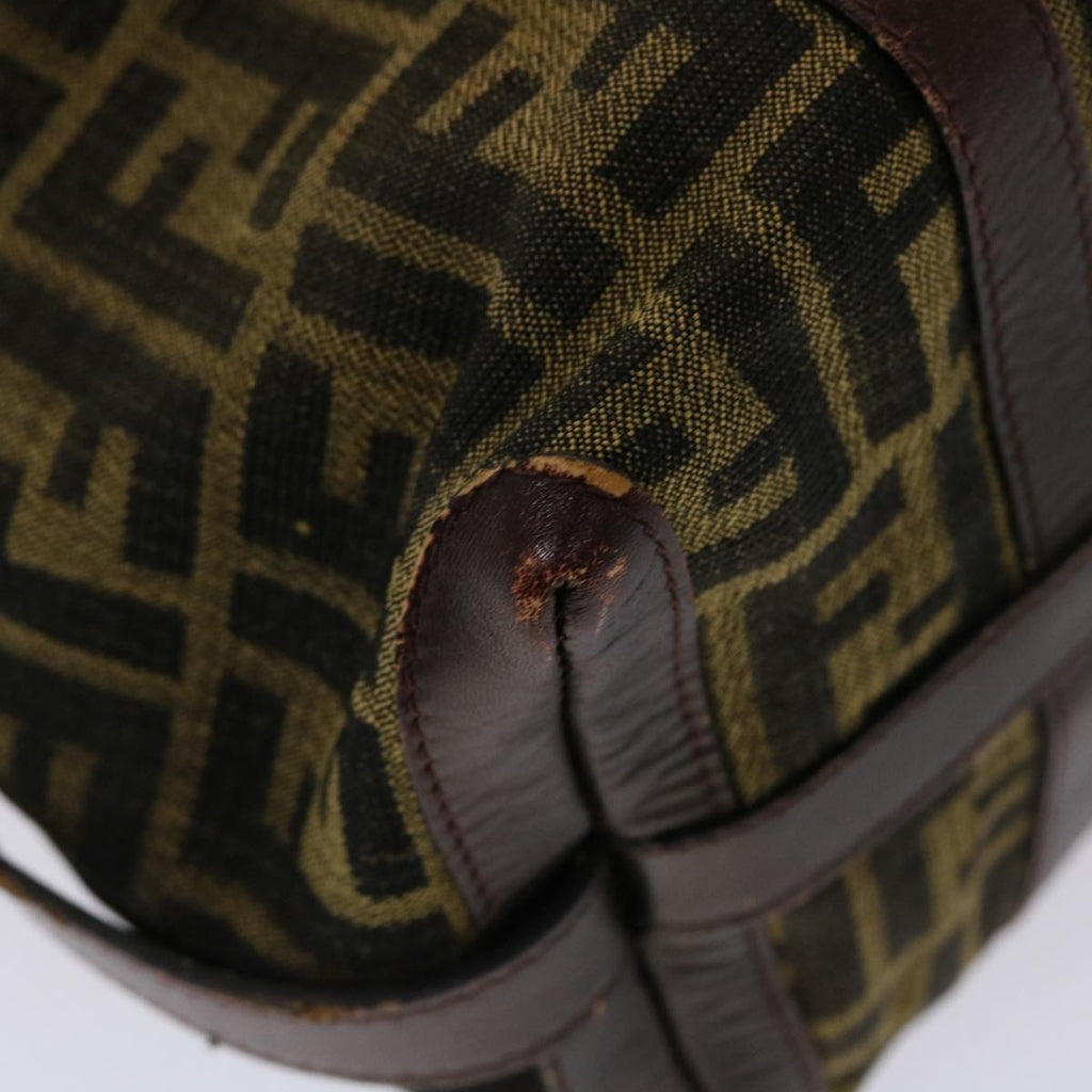 FENDI Zucca Canvas Hand Bag Vintage Brown Black rd2368
