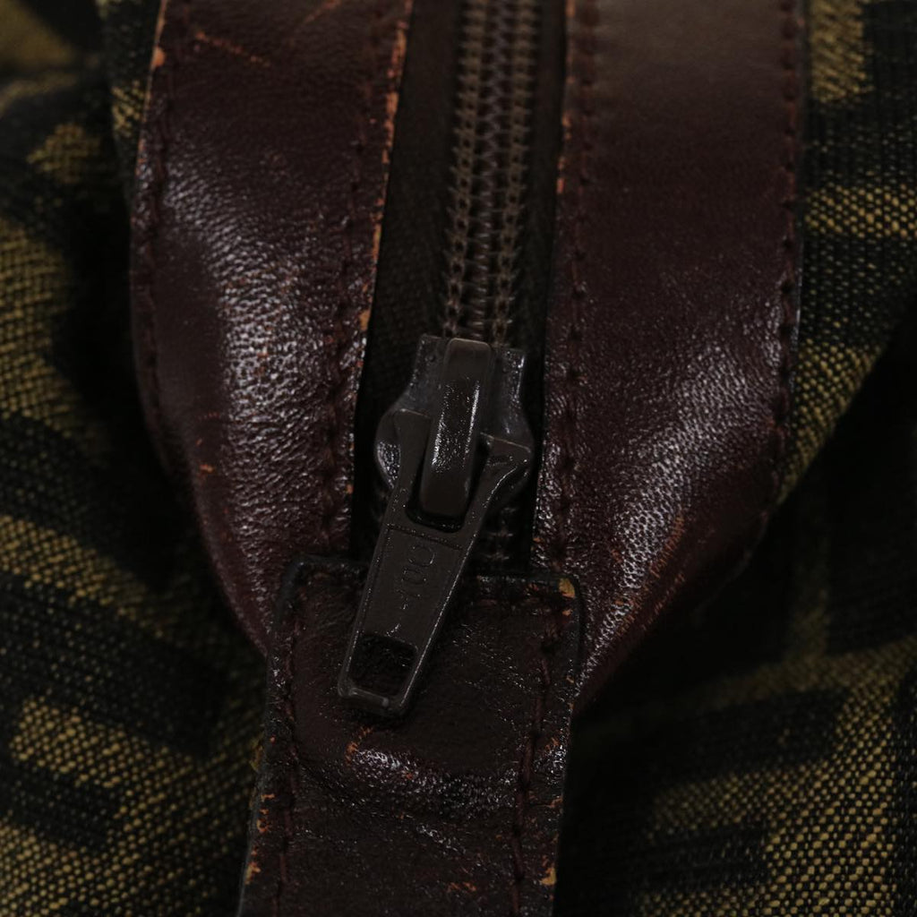 FENDI Zucca Canvas Hand Bag Vintage Brown Black rd2368