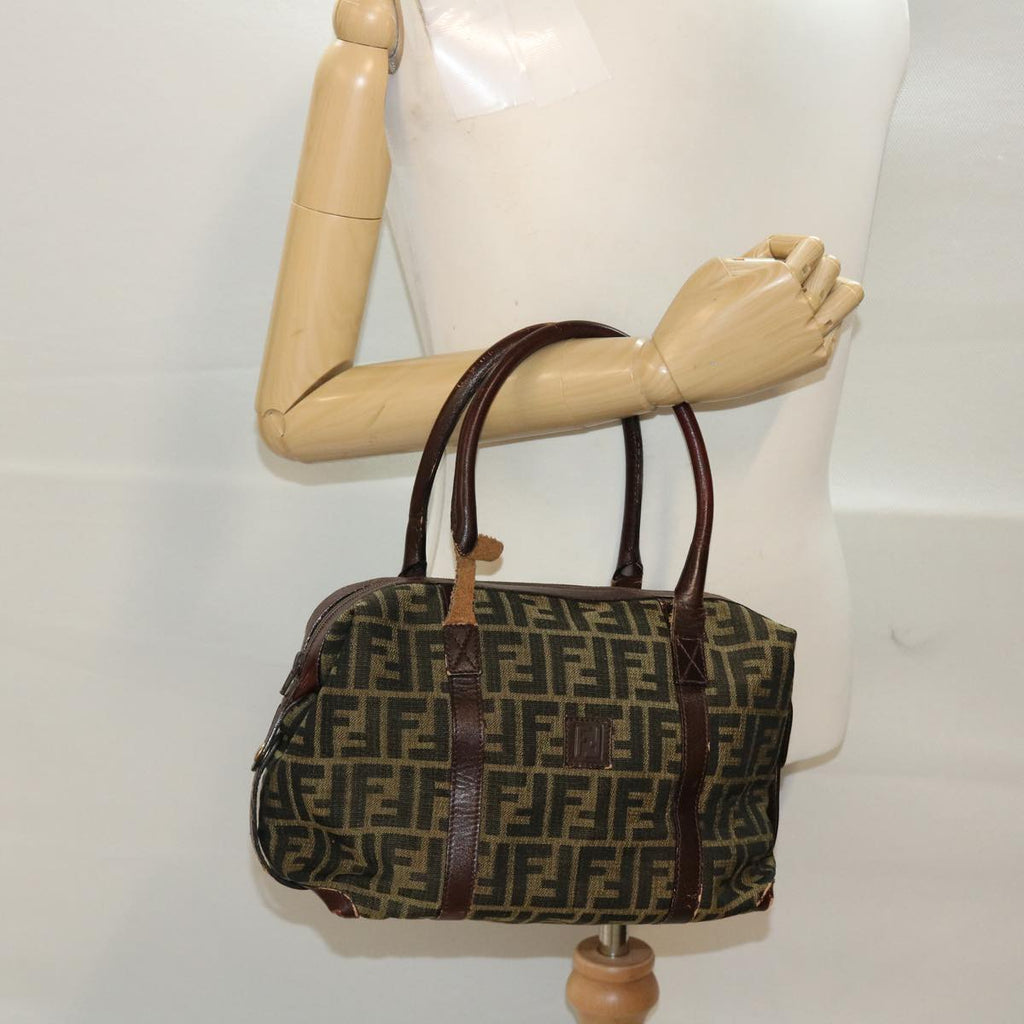 FENDI Zucca Canvas Hand Bag Vintage Brown Black rd2368