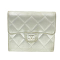 CHANEL Matelasse Bifold Wallet Silver CC cr620
