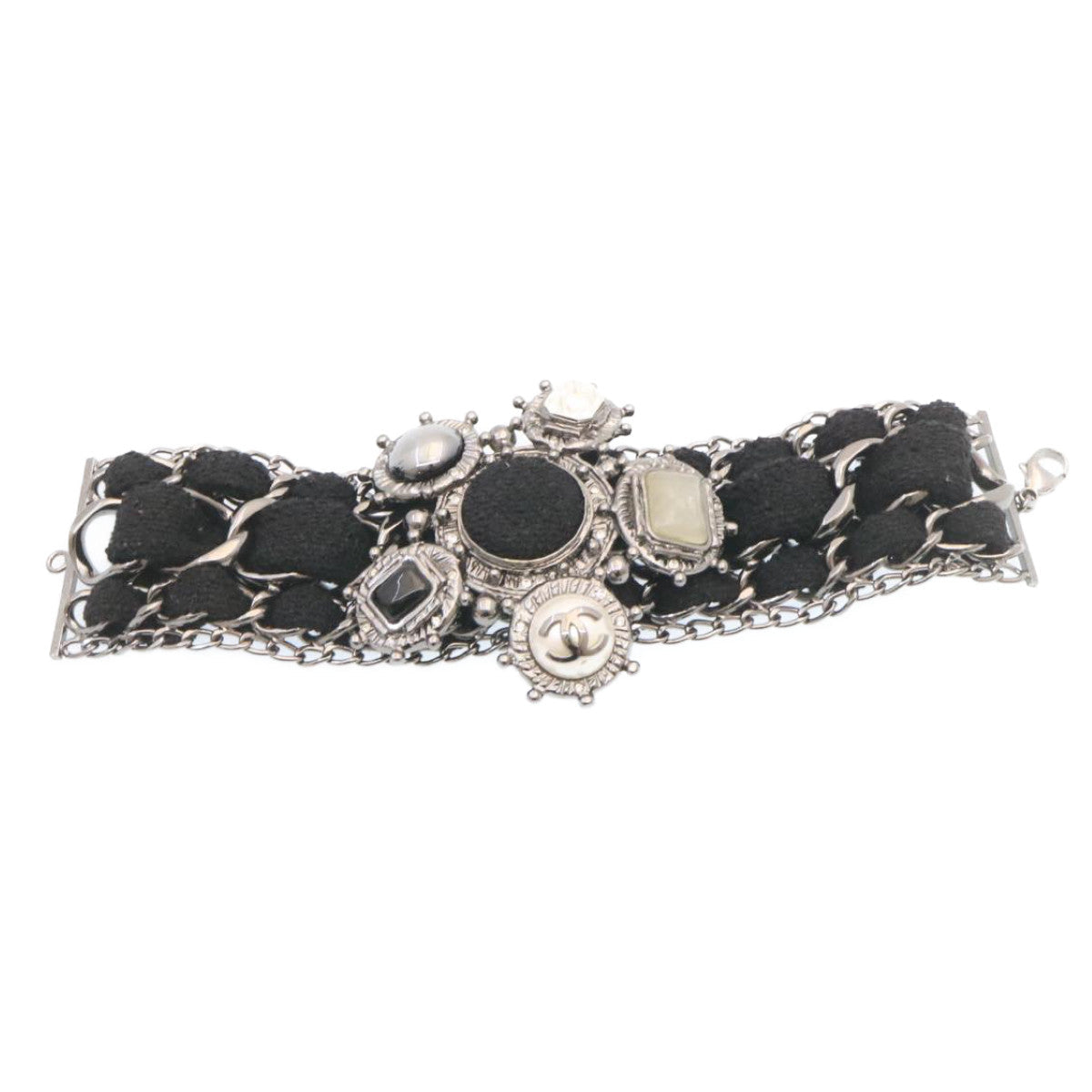 CHANEL Bangle Bracelet Metal Black CC am1441sA
