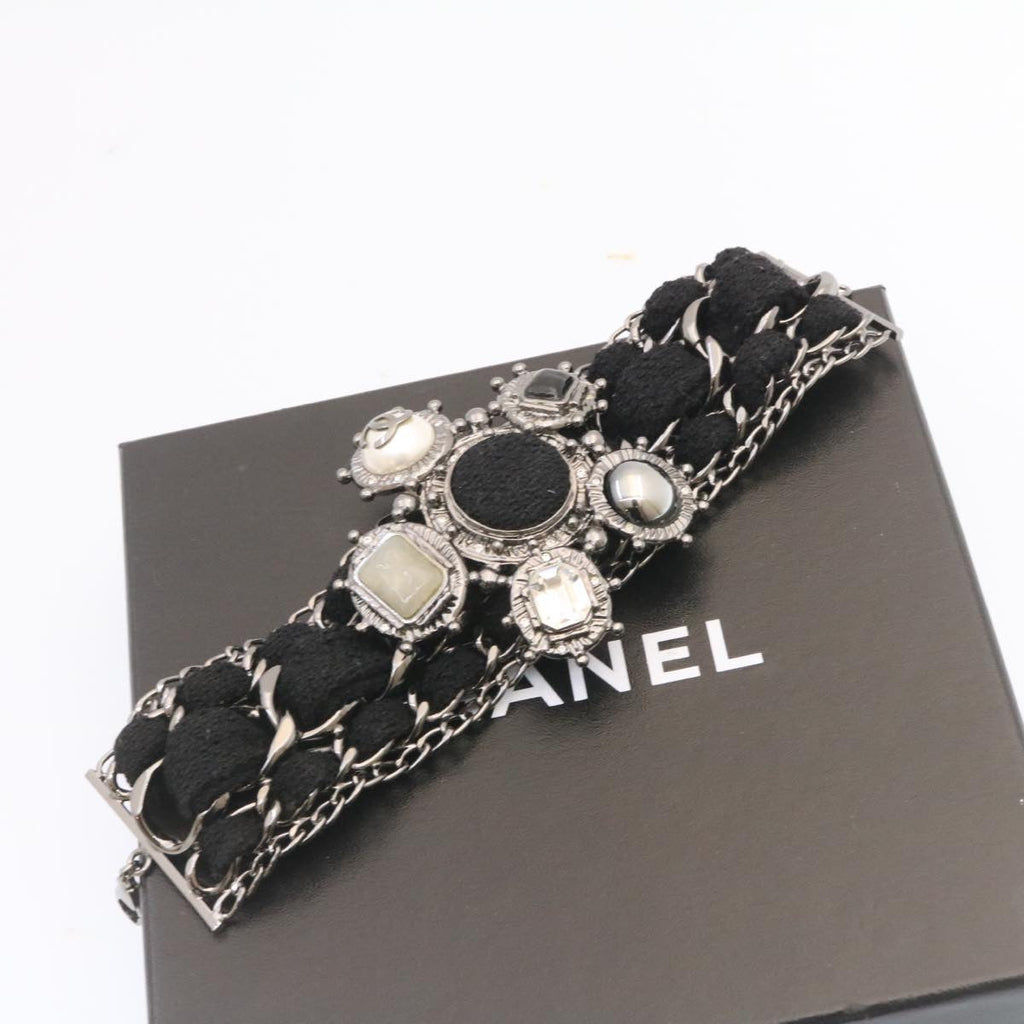 CHANEL Bangle Bracelet Metal Black CC am1441sA