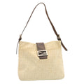 FENDI Zucca Canvas Mamma Baguette Shoulder Bag Beige Silver rd2017