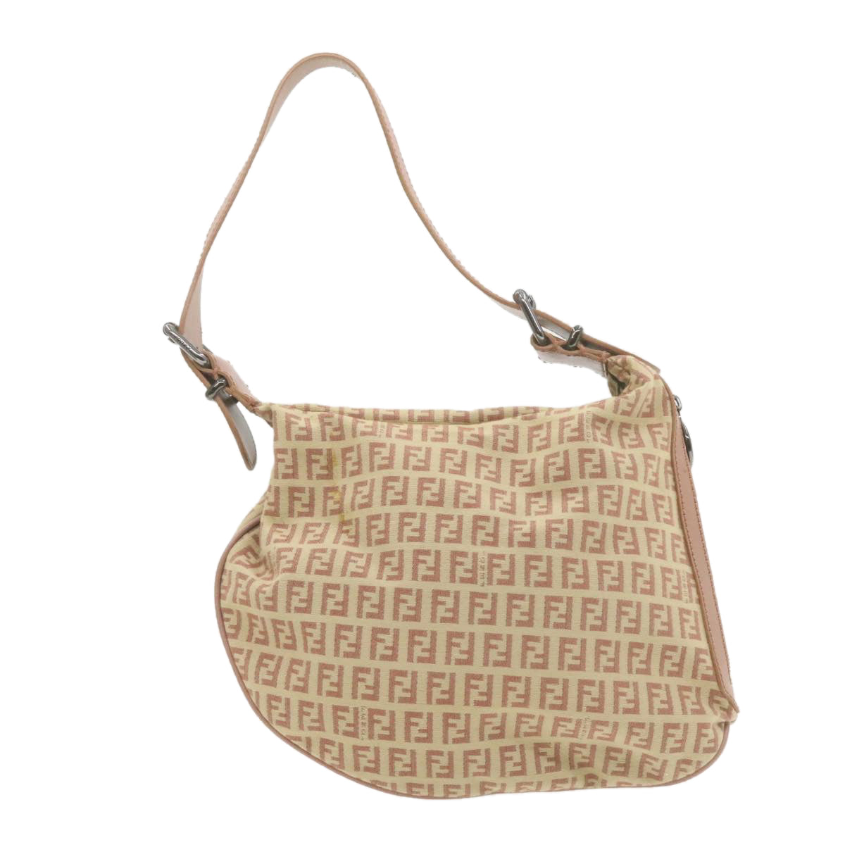 FENDI Zucchino Canvas Shoulder Bag Pink Beige am308b