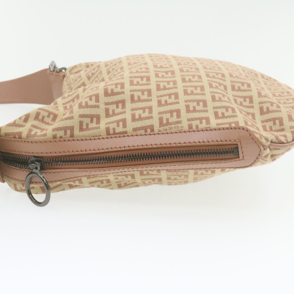 FENDI Zucchino Canvas Shoulder Bag Pink Beige am308b