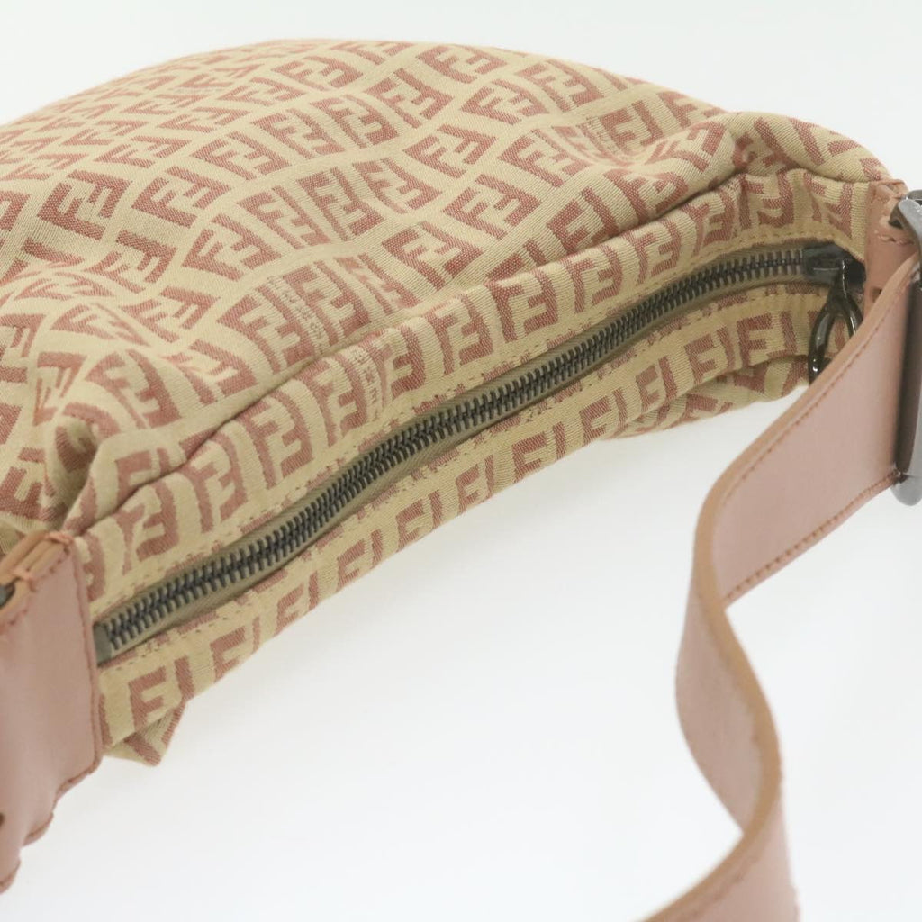 FENDI Zucchino Canvas Shoulder Bag Pink Beige am308b
