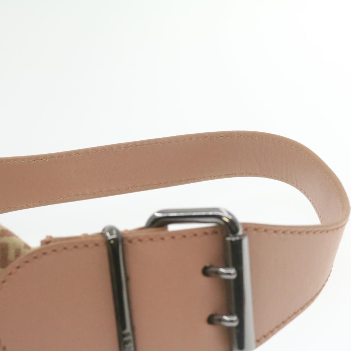 FENDI Zucchino Canvas Shoulder Bag Pink Beige am308b