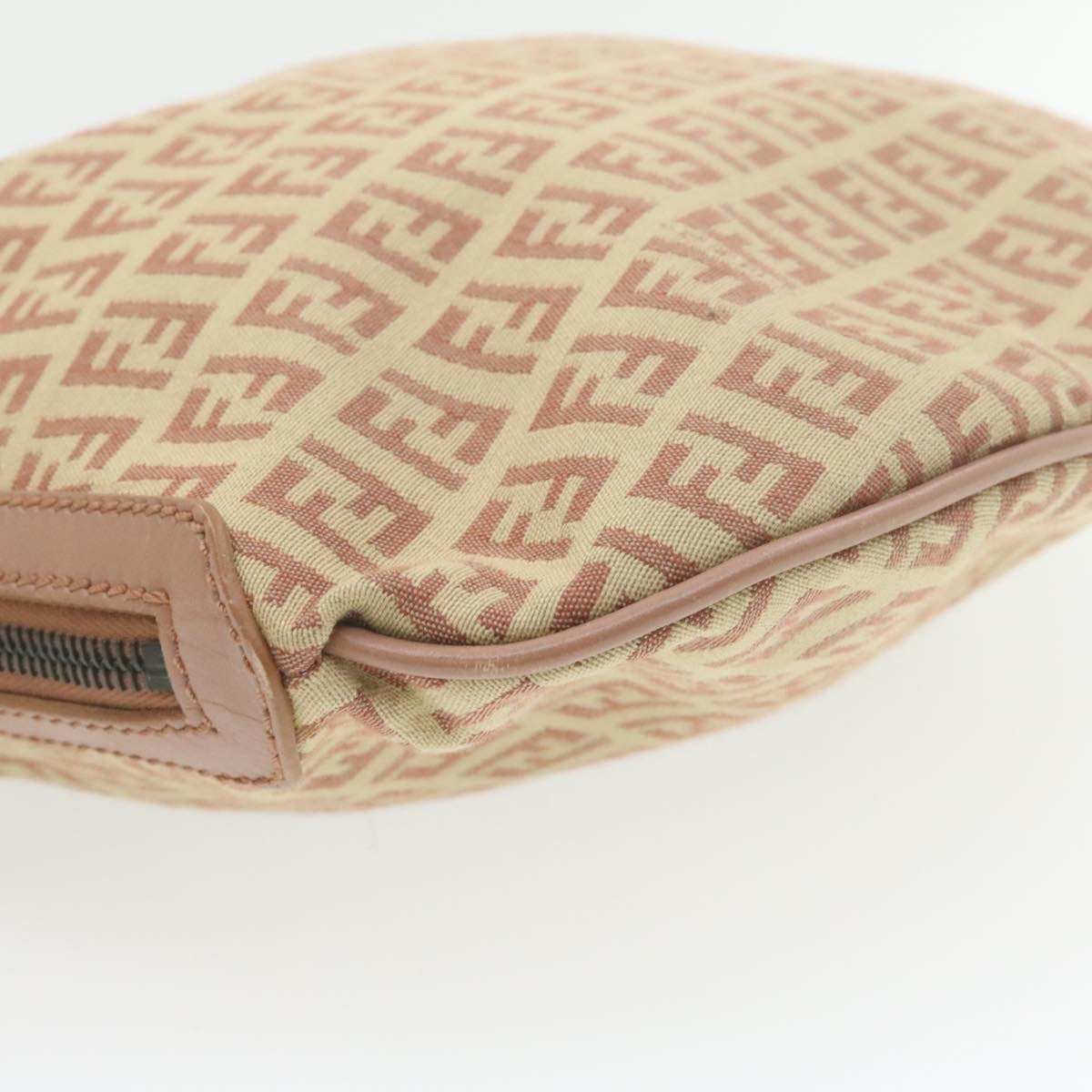 FENDI Zucchino Canvas Shoulder Bag Pink Beige am308b