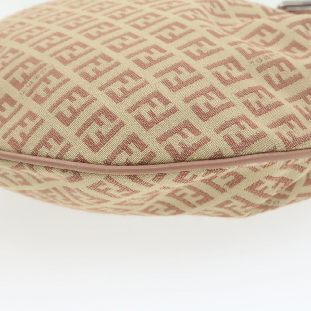 FENDI Zucchino Canvas Shoulder Bag Pink Beige am308b