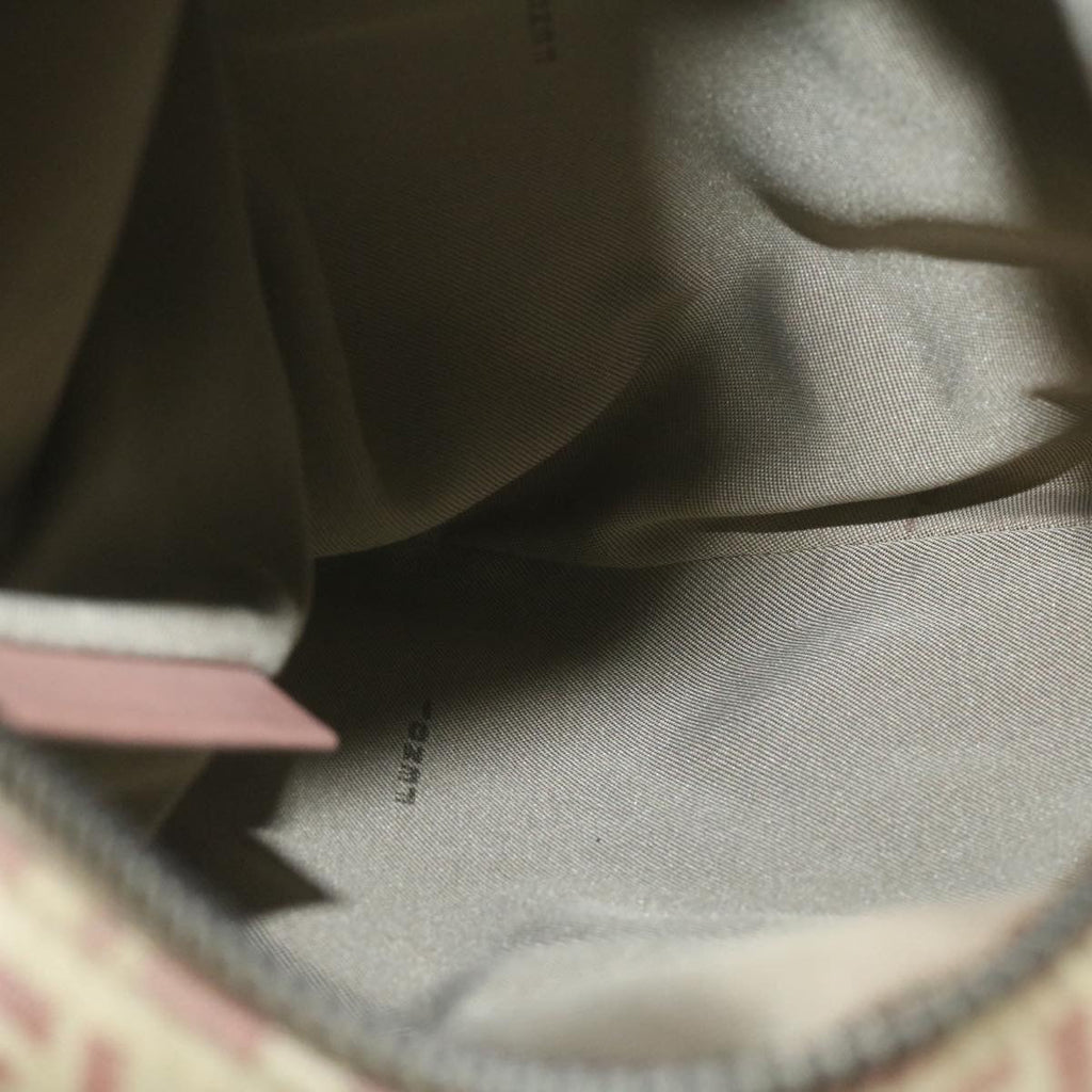FENDI Zucchino Canvas Shoulder Bag Pink Beige am308b