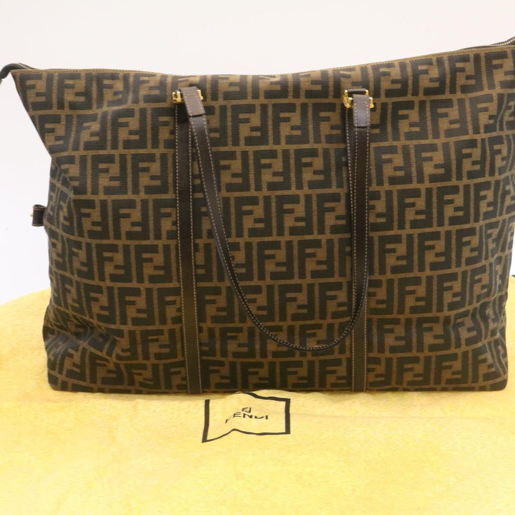 FENDI Zucca Canvas Tote Bag Brown Black am344b