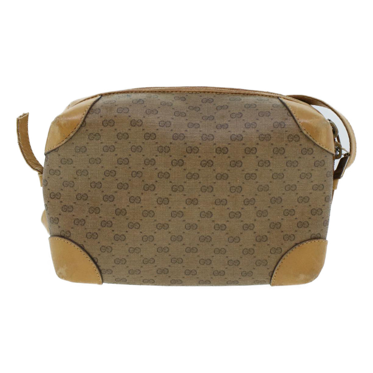 GUCCI Micro GG Canvas Shoulder Bag PVC Leather Beige th2491
