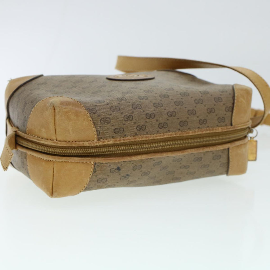 GUCCI Micro GG Canvas Shoulder Bag PVC Leather Beige th2491