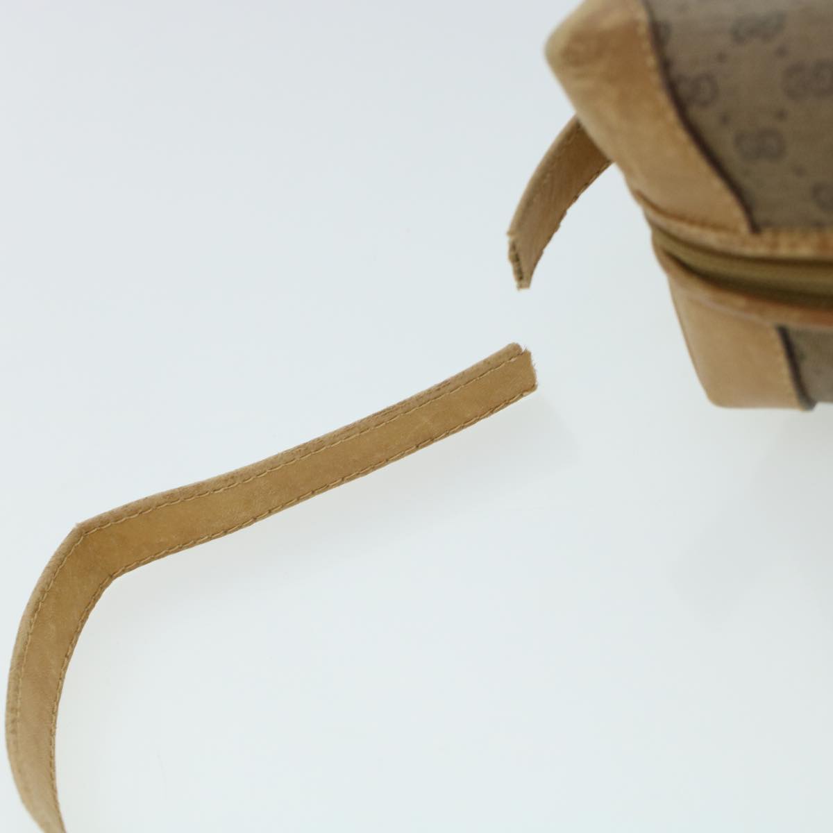 GUCCI Micro GG Canvas Shoulder Bag PVC Leather Beige th2491