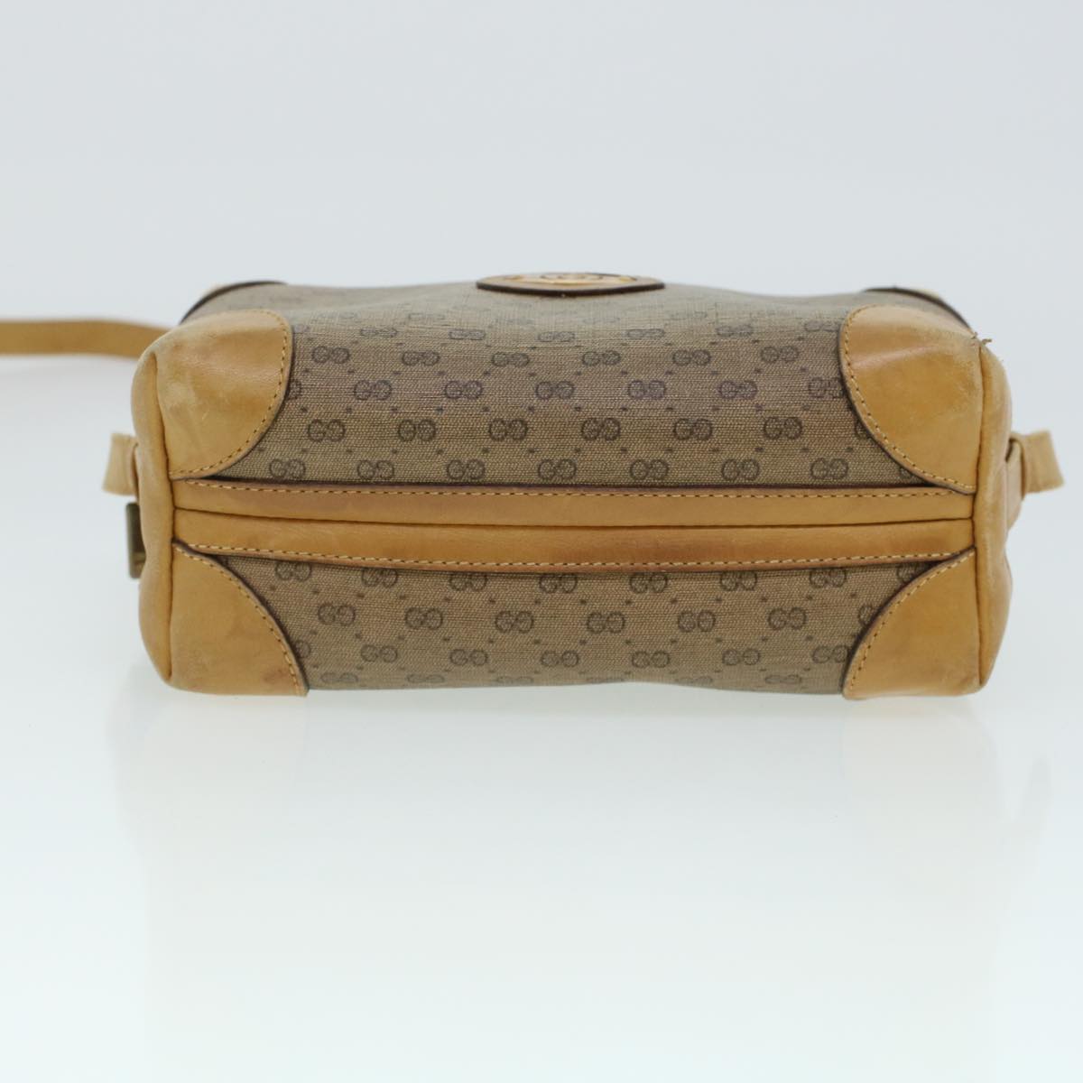 GUCCI Micro GG Canvas Shoulder Bag PVC Leather Beige th2491