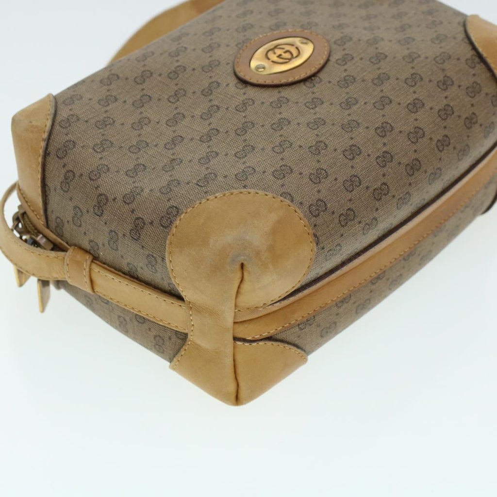 GUCCI Micro GG Canvas Shoulder Bag PVC Leather Beige th2491