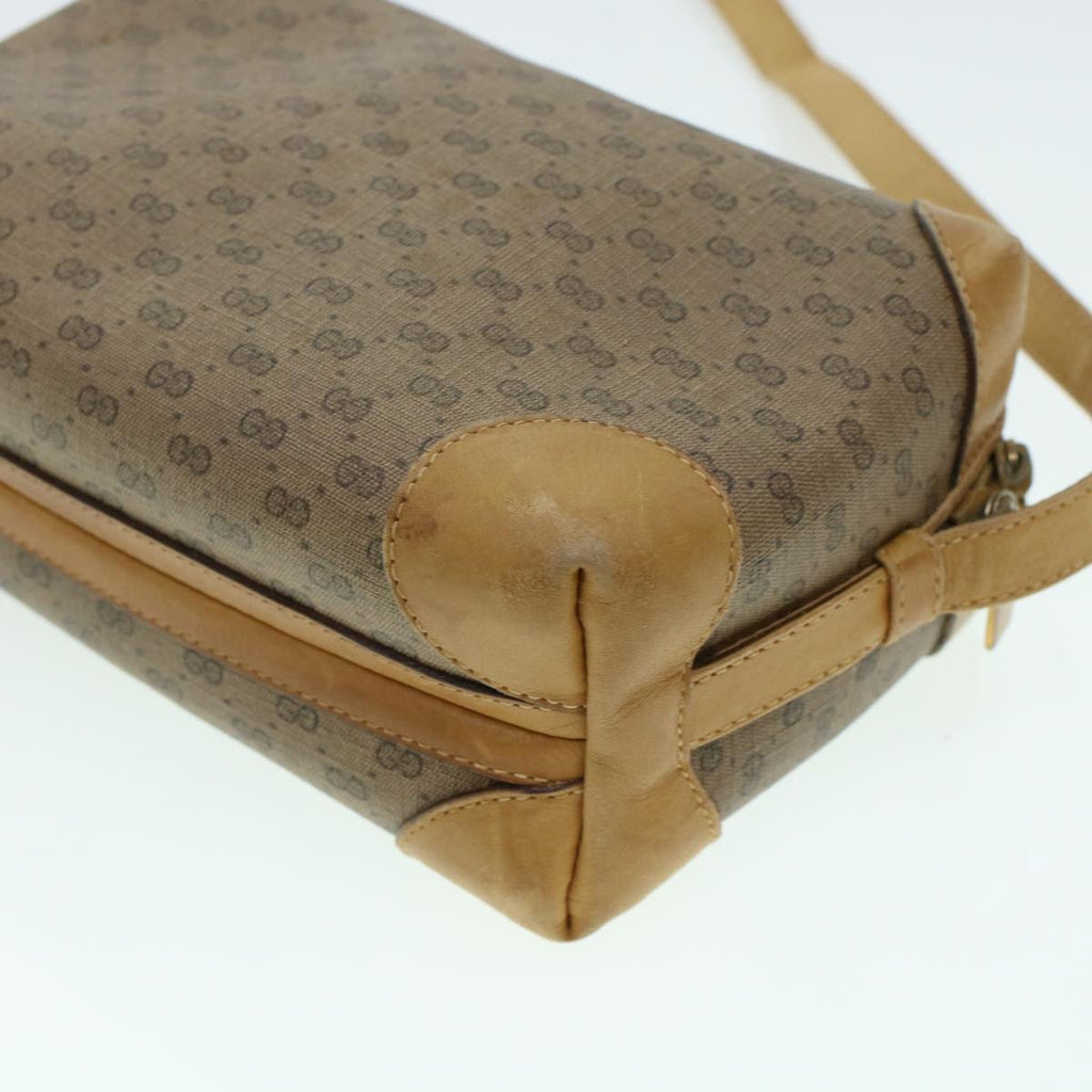 GUCCI Micro GG Canvas Shoulder Bag PVC Leather Beige th2491