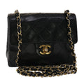 CHANEL Matelasse Chain Flap Shoulder Bag Lamb Skin Black Gold CC 24557A