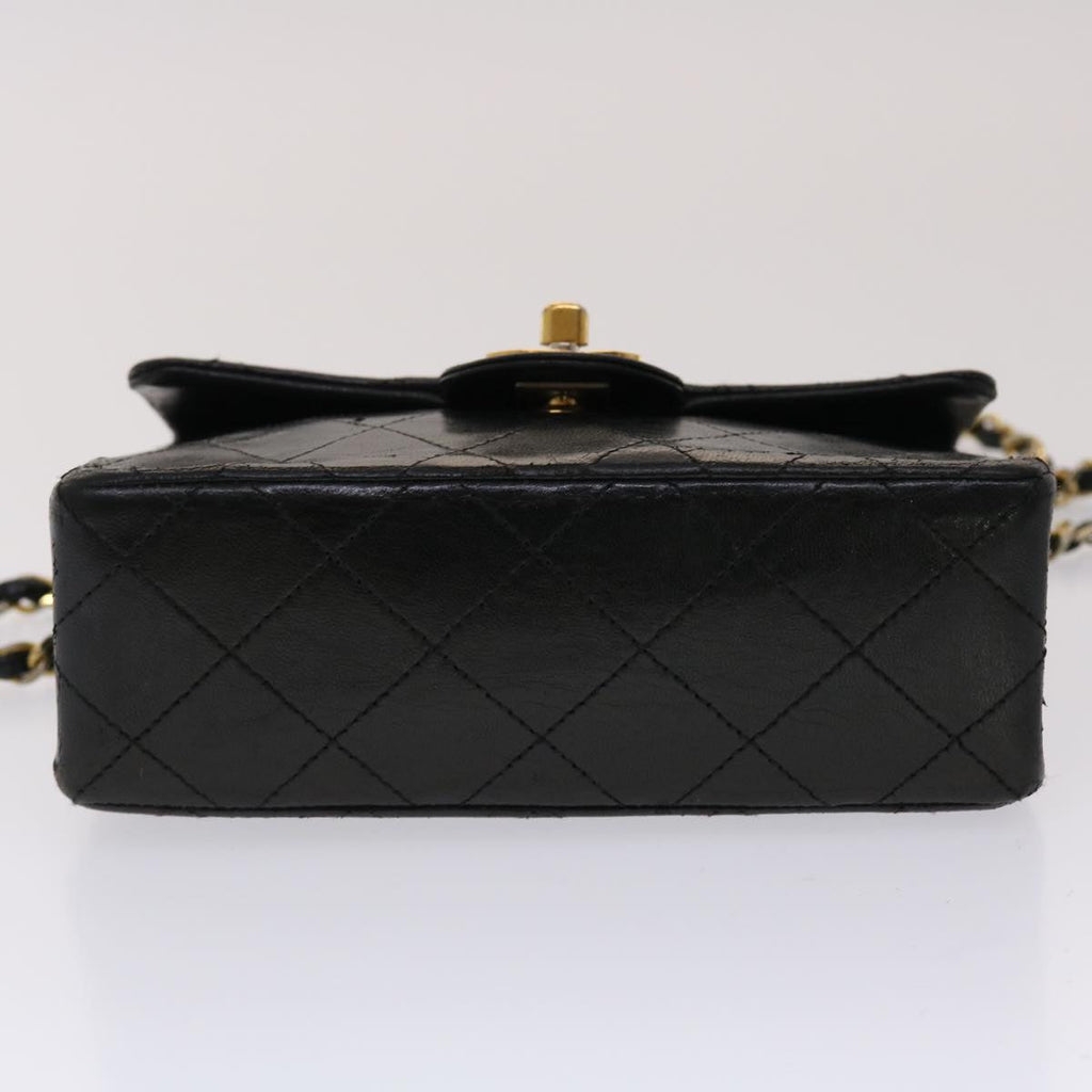 CHANEL Matelasse Chain Flap Shoulder Bag Lamb Skin Black Gold CC 24557A