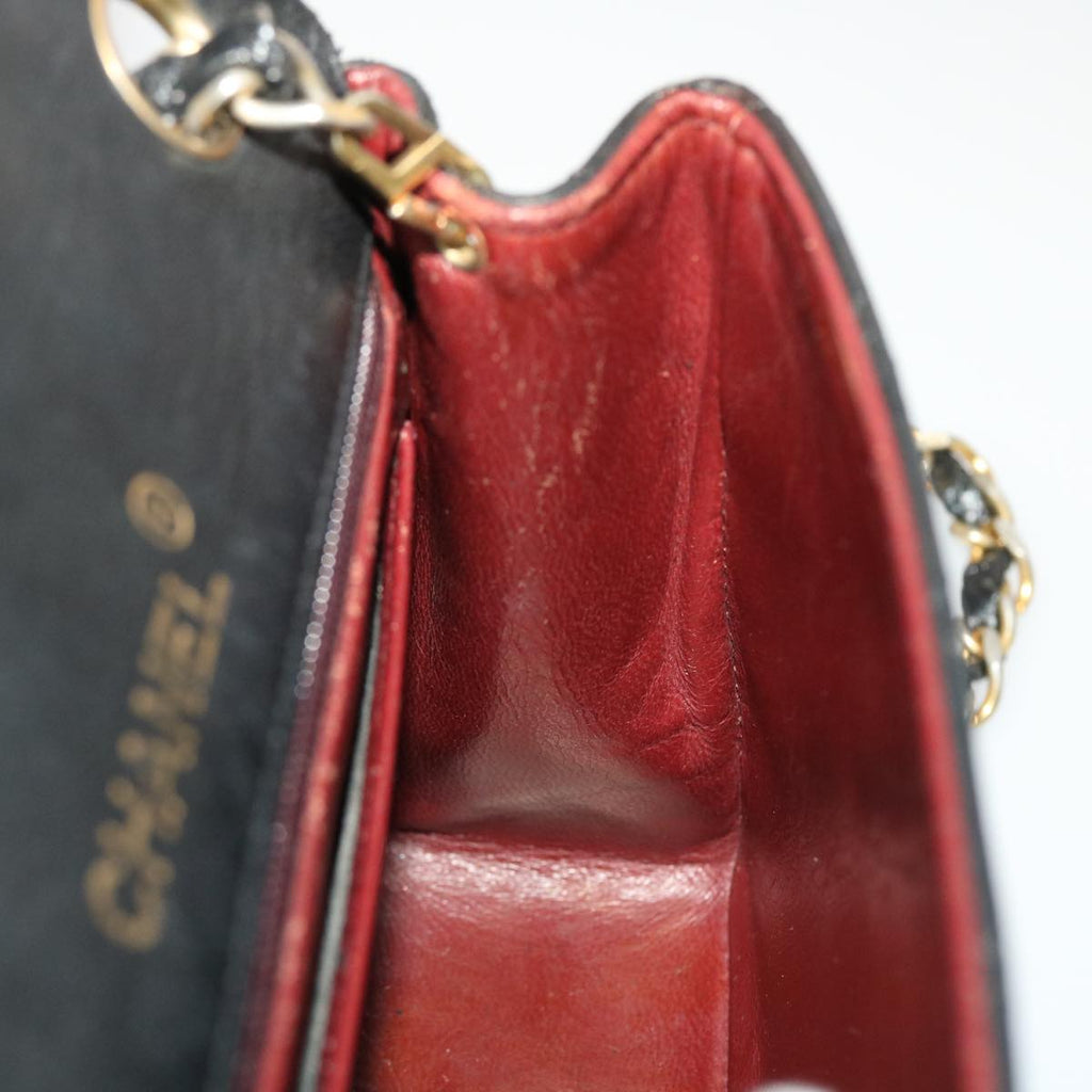 CHANEL Matelasse Chain Flap Shoulder Bag Lamb Skin Black Gold CC 24557A
