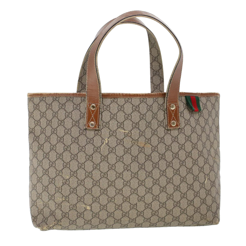 GUCCI GG Canvas Web Sherry Line Hand Bag PVC Leather Beige Red 211134 41684