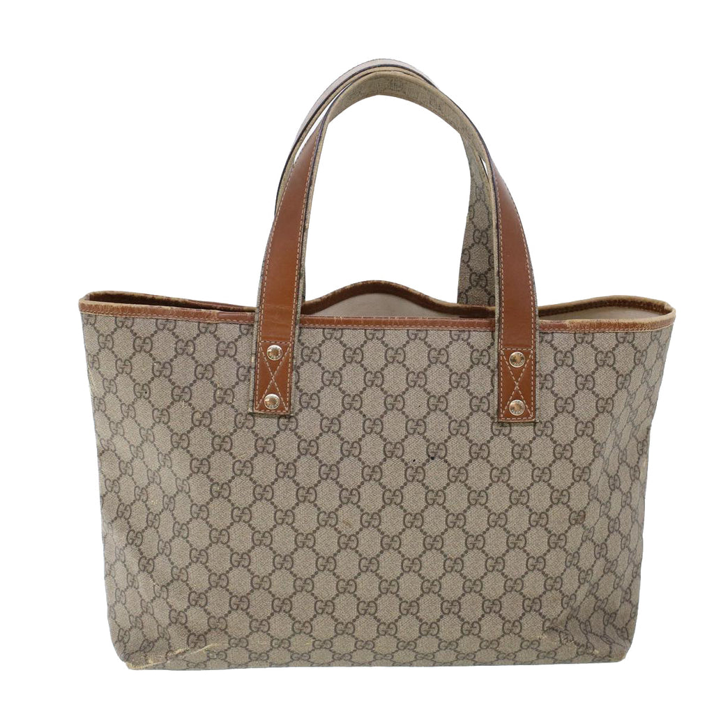 GUCCI GG Canvas Web Sherry Line Hand Bag PVC Leather Beige Red 211134 41684