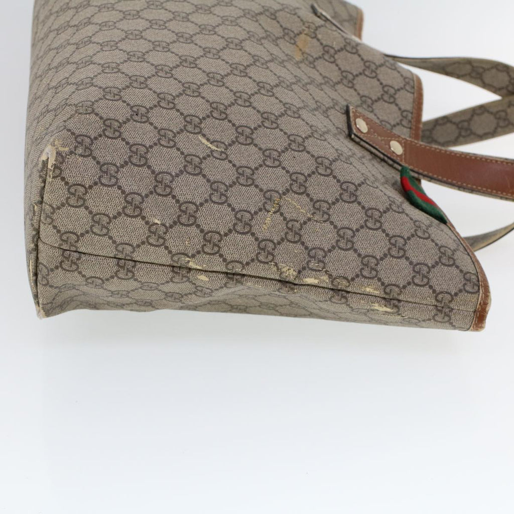 GUCCI GG Canvas Web Sherry Line Hand Bag PVC Leather Beige Red 211134 41684