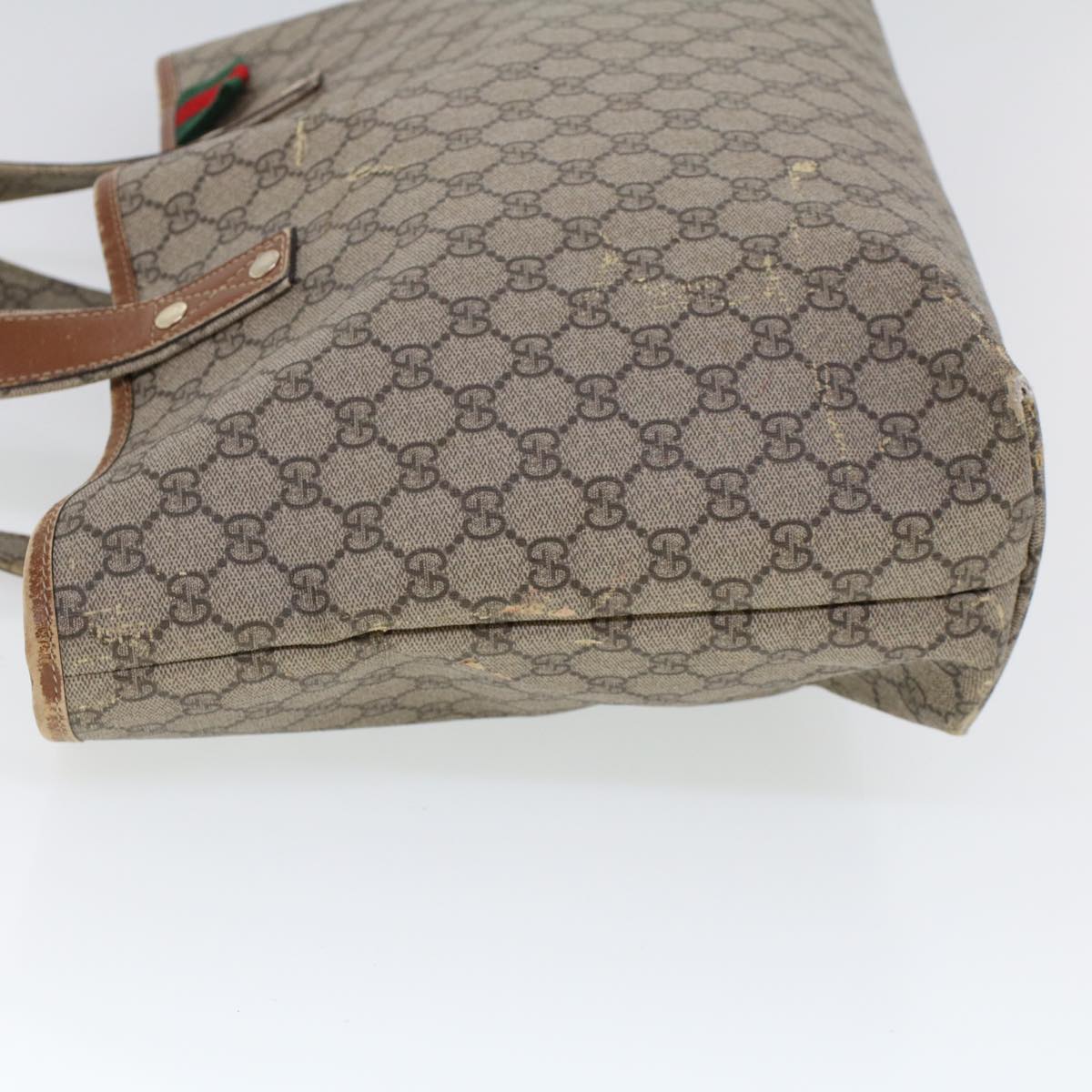 GUCCI GG Canvas Web Sherry Line Hand Bag PVC Leather Beige Red 211134 41684