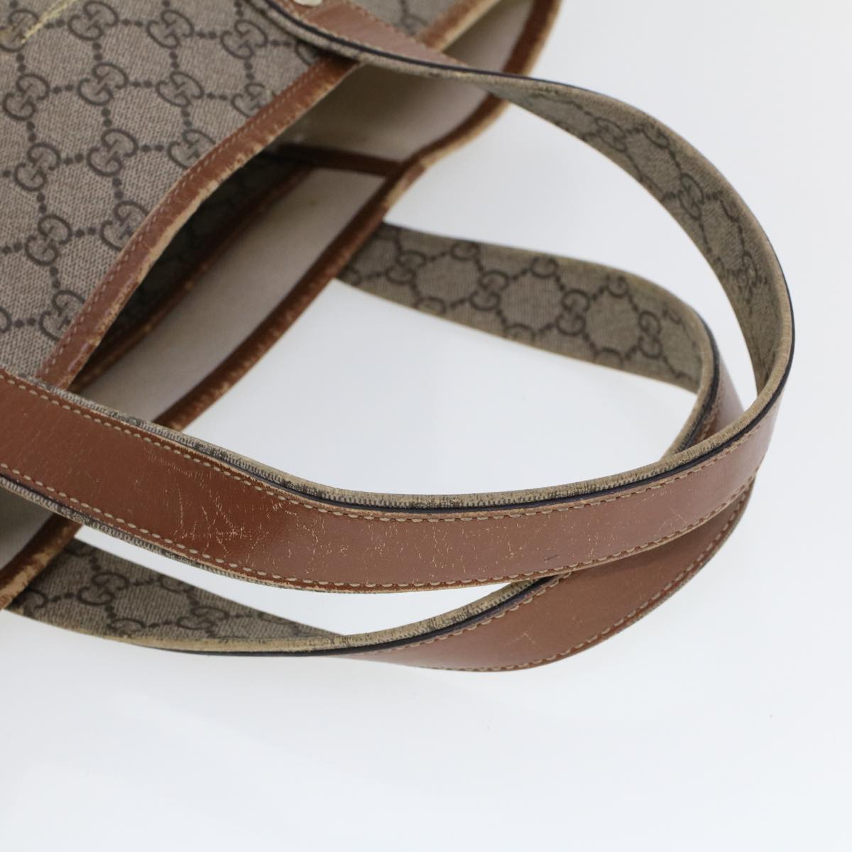 GUCCI GG Canvas Web Sherry Line Hand Bag PVC Leather Beige Red 211134 41684