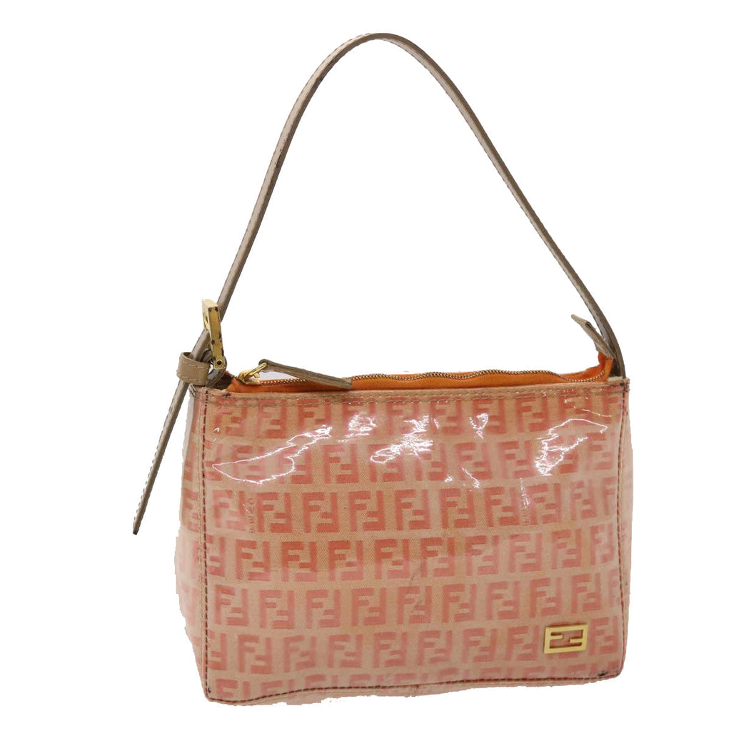 FENDI Zucchino Canvas Hand Bag Coated Canvas Orange am2609g