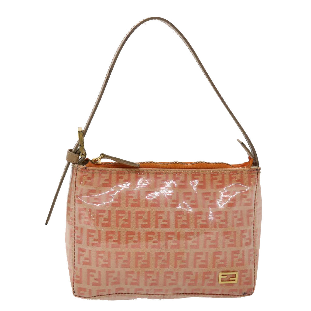 FENDI Zucchino Canvas Hand Bag Coated Canvas Orange am2609g